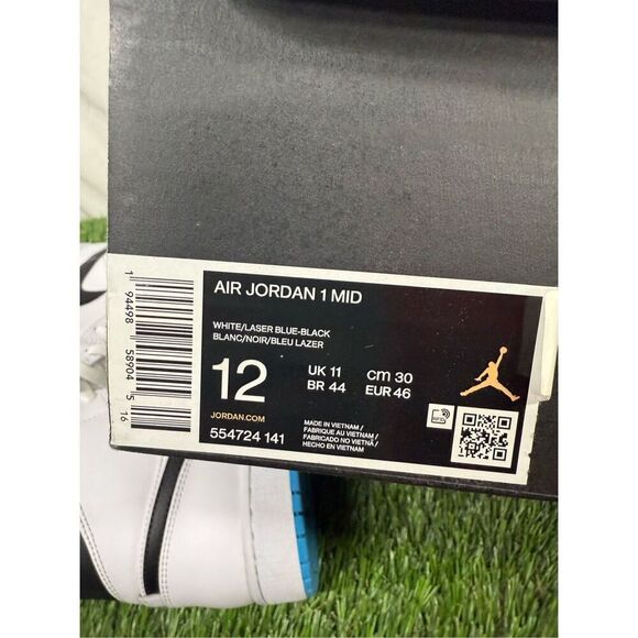 Size 12 OG ALL VNDS - Air Jordan 1 Mid Laser Blue - Picture 7 of 7